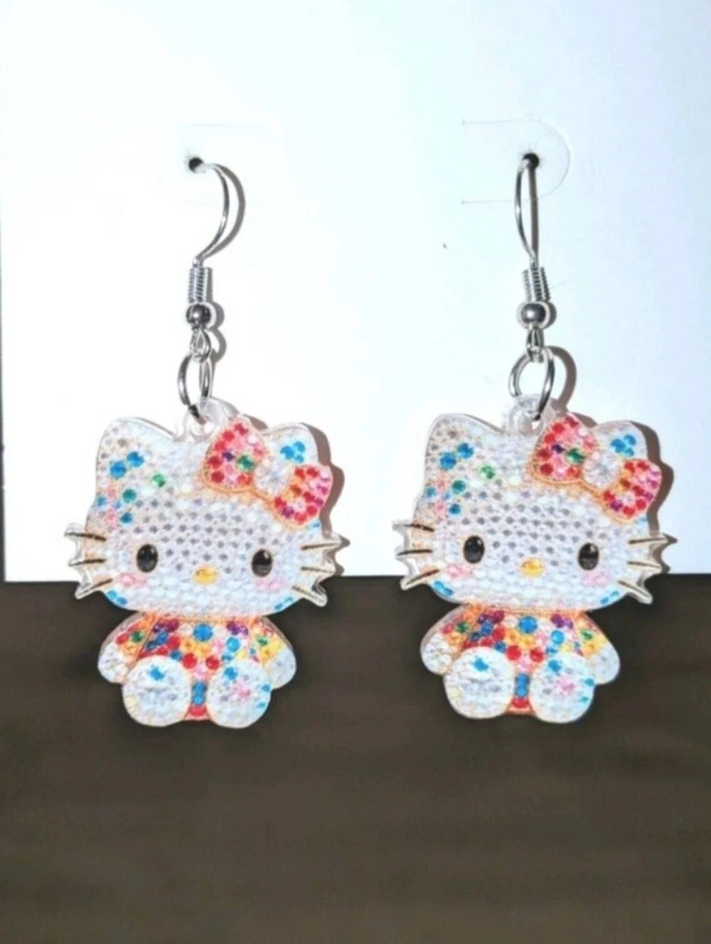 Hello Kitty Sparkle Dangle Earrings - Multicolor For Kids and Adults - Picture 7 of 7